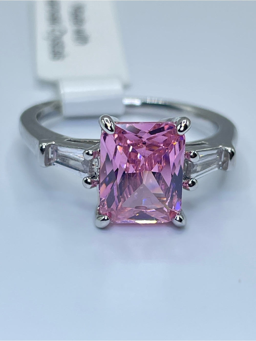 Swarovski Crystals Elements Pink Crystal Solitaire Glam Cocktail Ring Sz 10